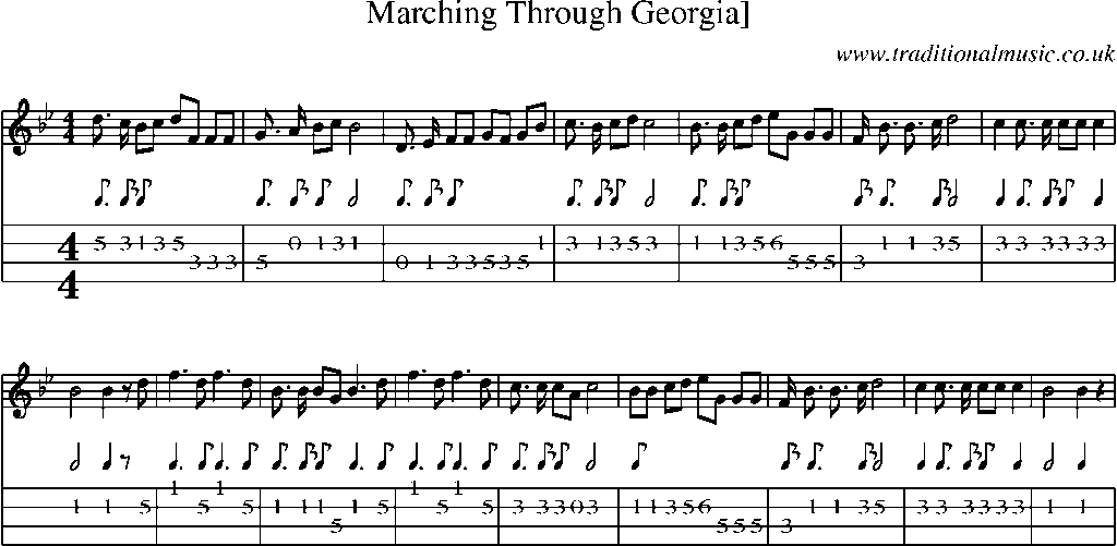 Mandolin Tab and Sheet Music for Marching Through Georgia]